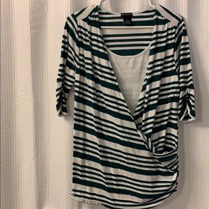 Green and White striped top